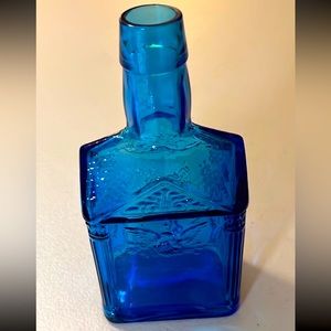 Wheaton Commemorative Paul Revere Blue Glass Bottle ID-13
